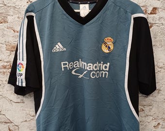 Vintage Real Madrid 2001/02 Training Shirt – Teal Blue Adidas LFP Jersey