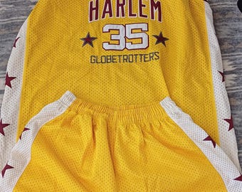 Vintage Platinum Fubu Harlem Globetrotters Jersey Set XXL, Y2K Hip Hop Basketball Mesh Jersey and Shorts Combo, 90s Streetwear Deadstock
