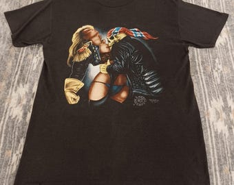 Vintage 1992 Daytona Bike Week T-Shirt, Rebel Rider Skeleton Graphic, Single Stitch (M)