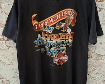 Vintage 1988 Harley Davidson Eagle Biker T-Shirt XL Single Stitch (3D Emblem)