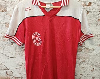 Vintage 80s Peter Green Soccer Jersey, Red White Single Stitch (Size M)