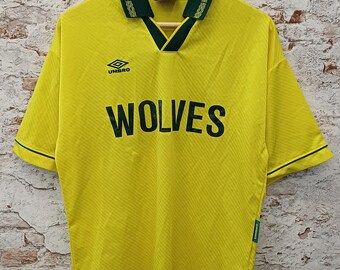 Vintage 90s Wolves Umbro Football Shirt, Made in Japan Jersey L