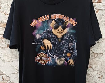 1991 Harley Davidson 3D Emblem T-Shirt: The American Hog Biker Tee