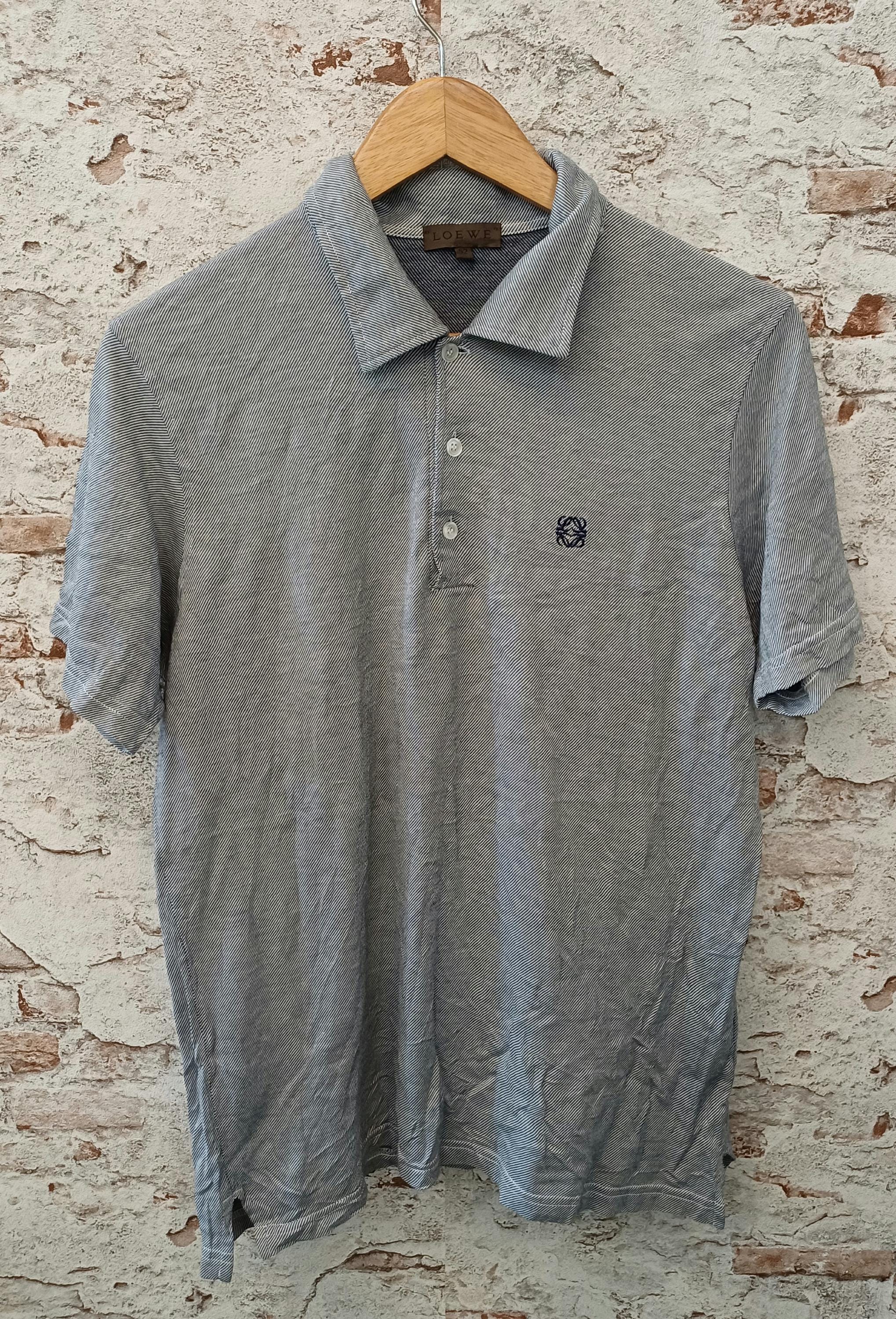 Loewe, Vintage LOEWE Anagram Polo Shirt Made in Italy Size 52/XL Blue Stripe
