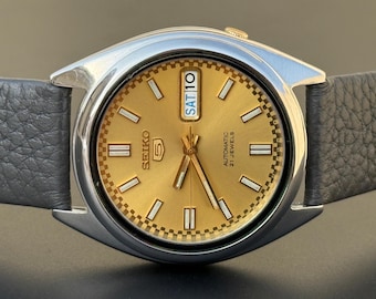 Seiko 5 Automatic 21 Jewels goldenes Zifferblatt selten s-37