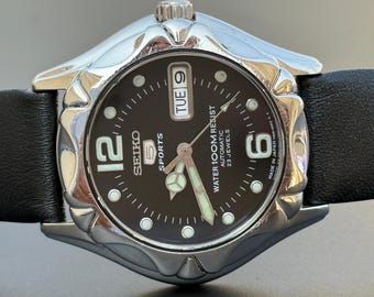 Seiko 5 Sports Automatik 7S26-0530 Schwarzes Zifferblatt Strap After Japan Made 40 mm Schwarzes Zifferblatt S-54