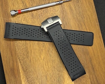 Tag Heuer perforated Silicone Strap 22mm 24mm for Grand Carrera monaco and formula 1