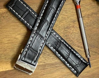 22mm/24mm Breitling Krokolederband für Avenger Superocean Navitimer Lederarmband