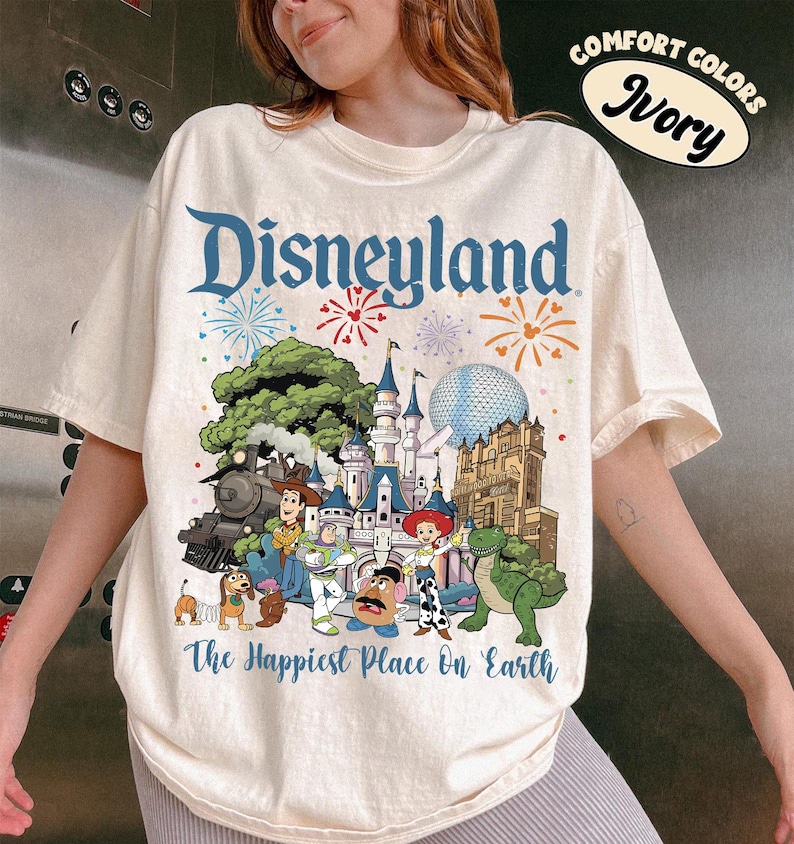 Vintage Disney Toy Story 1995 Retro Comfort Colors T-shirt, Woody Buzz Lightyear Rex T-shirt, WDW Disneyland familjesemester 2026 resa bild 1