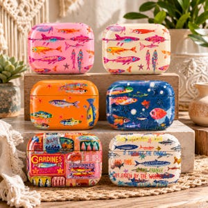 Fish AirPods Case, Bow Pattern AirPods Cover, Funny Animal Earbuds Case for AirPods Pro Gen 1 2 & AirPods 1 2 3 4, Cat Lover Gift