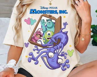 Retro Disney Pixar Monster Inc Movie Shirt, Mike Sulley Mickey Balloon Coquette Bow Tee, Retro Monster Inc Tee, Monsters University