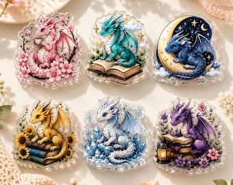 Retro Fantasy Dragon Book Phone Grip, Book Lover Accessory Magnetic Phone Stand, Kindle Decoration Grip, Bookish Phone Stand, Dragon Lover