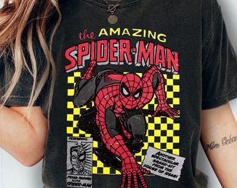 Vintage Amazing Spider-Man Shirt, Retro Marvel Comics Cover Tee, MCU Fan Gift, Pink Spiderman Graphic Shirt, Marvel Trip Tee