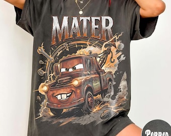 Retro Tow Mater Shirt, Radiator Springs Disney Cars Comfort Colors Tee, Checkered Washed Disney Pixar Family Trip Graphic T-Shirt Gift