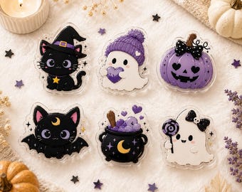 Cute Halloween Ghost Phone Grip Set, Kawaii Spooky Magnetic Phone Stand, Dark Aesthetic Gift, Holiday Gift Halloween