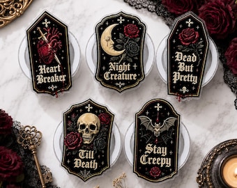 Gothic MagSafe Phone Grip, Kiss Me Not n Bite Me Magnetic Holder, Vampire Skull Lip Accessory, Dark Coquette Gift, Spooky Book Grip