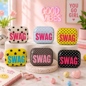 Swag AirPods Case, Retro Polka Dot Star Pattern Protective Cover, Cute Y2K Aesthetic Earbud Case Gift for Teens Girls