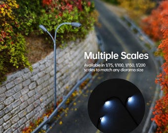 5PCS Mini Double Street Lamps for Railway City Diorama Layouts