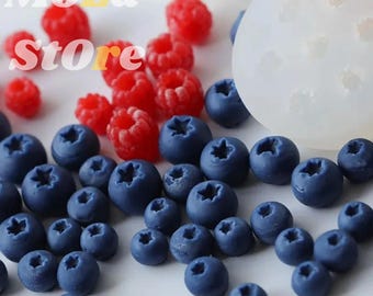 3D Blueberry Raspberry Silicone Mold | Realistic Fruit Candle Resin Casting
