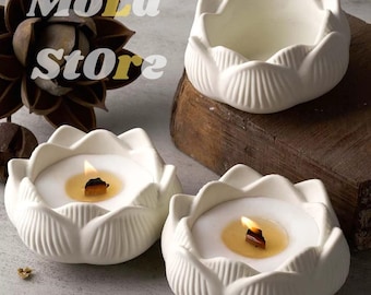 Lotus Candle Holder Silicone Mold | DIY Resin & Concrete Candlestick Mold