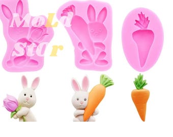 Easter Bunny Carrot Silicone Mold | Fondant, Chocolate, Resin Crafting