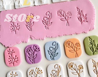 Botanical Leaf Clay Stamp Cutter Set | Boho Embossing Tool for Earrings, Pottery