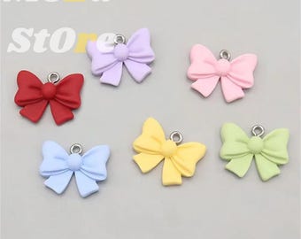 10PCS Resin Bowknot Charms for Jewelry Making | Butterfly Pendants, Kawaii Craft Supplies