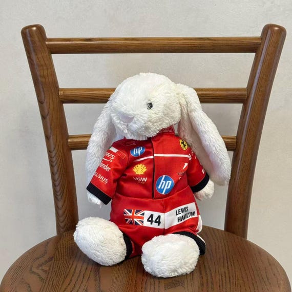 Jellycat Bunny Doll clothes,Ferrari Outfit, \Baku F1,Lewis Hamilton Outfit,Racing F1 Jumpsuit ,Plush Clothes,No Dolls