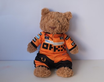 Jellycat Bartholomew Bear, Doll clothes, F1 Mclaren Outfit,Racing F1 Jumpsuit ,Lando Norris, Plush Clothes,No Dolls