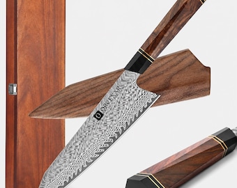 Holzscheide Kochmesser mit Geschenkbox, Handgefertigtes Küchenmesser, Holzgriff Kochmesser, Premium Besteck, ORVEXAR Küchengeschenk