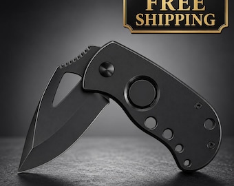 Kompaktes Taschenmesser, schwarzes EDC Messer für Camping Geschenk