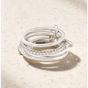 925 Sterling Silver  Eternity Multi Link Connected Ring, Two Tone Connected Rings, Stackable Band, Chunky Ring