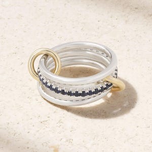 Sterling Silver Blue Sapphire Eternity Band, Interlocking Wedding Stacking Ring