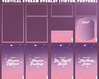 Cupid Garden Full Animated Stream Overlay TikTok YouTube, OBS Setup, Mobile Streaming Layout, Vertical Twitch, Galaxy sparkle animation