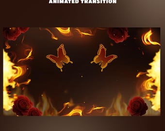 Flaming Roses Animated Stream Transition Overlay, OBS Streamlab Setup Ready, Midnight Espresso, Dark Romantic, Royal Fantasy, Gothic Glamour