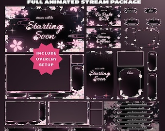 Radiant Sakura Universe Animated Stream Package, Pink Aesthetic, Floating Petals, High Quality Animated Assets, Elegant Floral Decorations