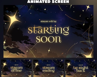 Solar Veins Awakening Animated Twitch Overlay Pastel, Stream Starting Soon, Soft Aesthetic Package for OBS, Celestial Theme, Golden Glow