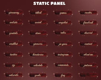 Crimson Vortex Twitch Panels Pack, Cute Kawaii Stream Panel Pack, Static Overlay Panels for Twitch About Me, Luxury Red, Intermission Layout
