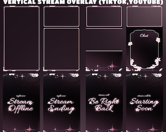 Radiant Sakura Universe Full Animated Stream Overlay TikTok YouTube, OBS Setup, Mobile Streaming Layout, Vertical Twitch Overlay, Japanese