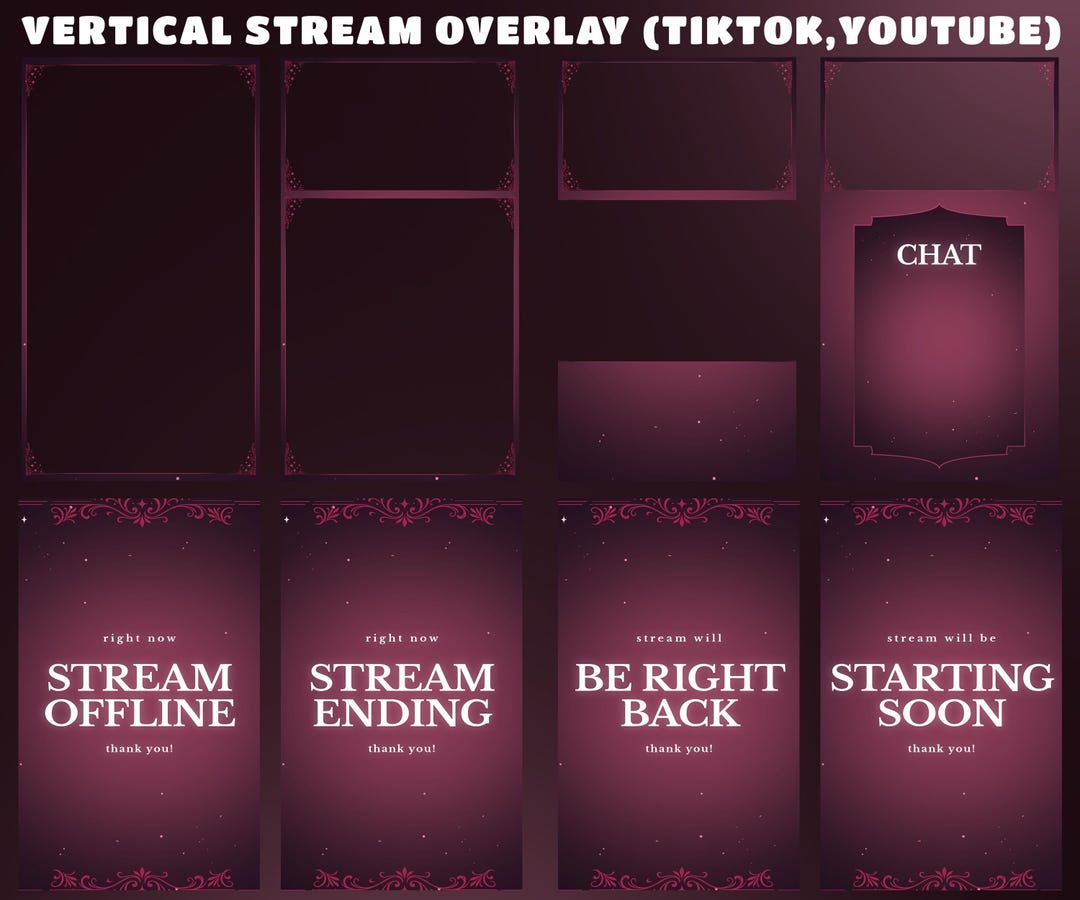 Example Vertical Stream Overlay Night Sparkle Full Animated Stream Overlay Tiktok Youtube, OBS Setup ...