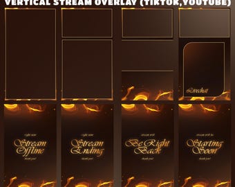 Flaming Roses Full Animated Stream Overlay TikTok YouTube, OBS Setup, Mobile Streaming Layout, Vertical Twitch Overlay, Red Rose Overlay