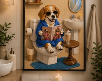 Hondenkunst, humoristische hondenkunst aan de muur (digitale download)