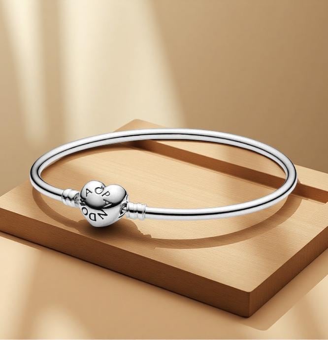 Pandora Moments hjärtspänne armband i 925 sterlingsilver, semestersmycken, födelsedagspresent till kvinna, utsmyckad present, present till din älskare