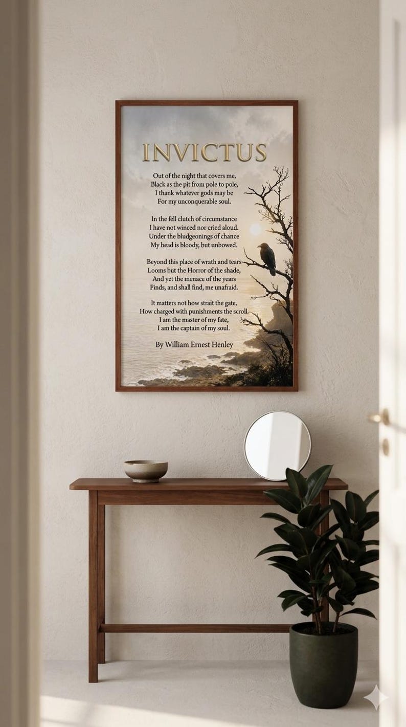 Invictus Lettering Invictus Poem Printable Wall Art / Motivational Quote Decor (digital ...