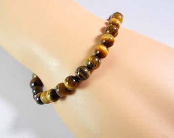 Golden Tiger Eye Bracelet,  Stretchy Yoga Bracelet, Beaded Bracelet, Unisex Stretch Bracelet, Stone of Protection