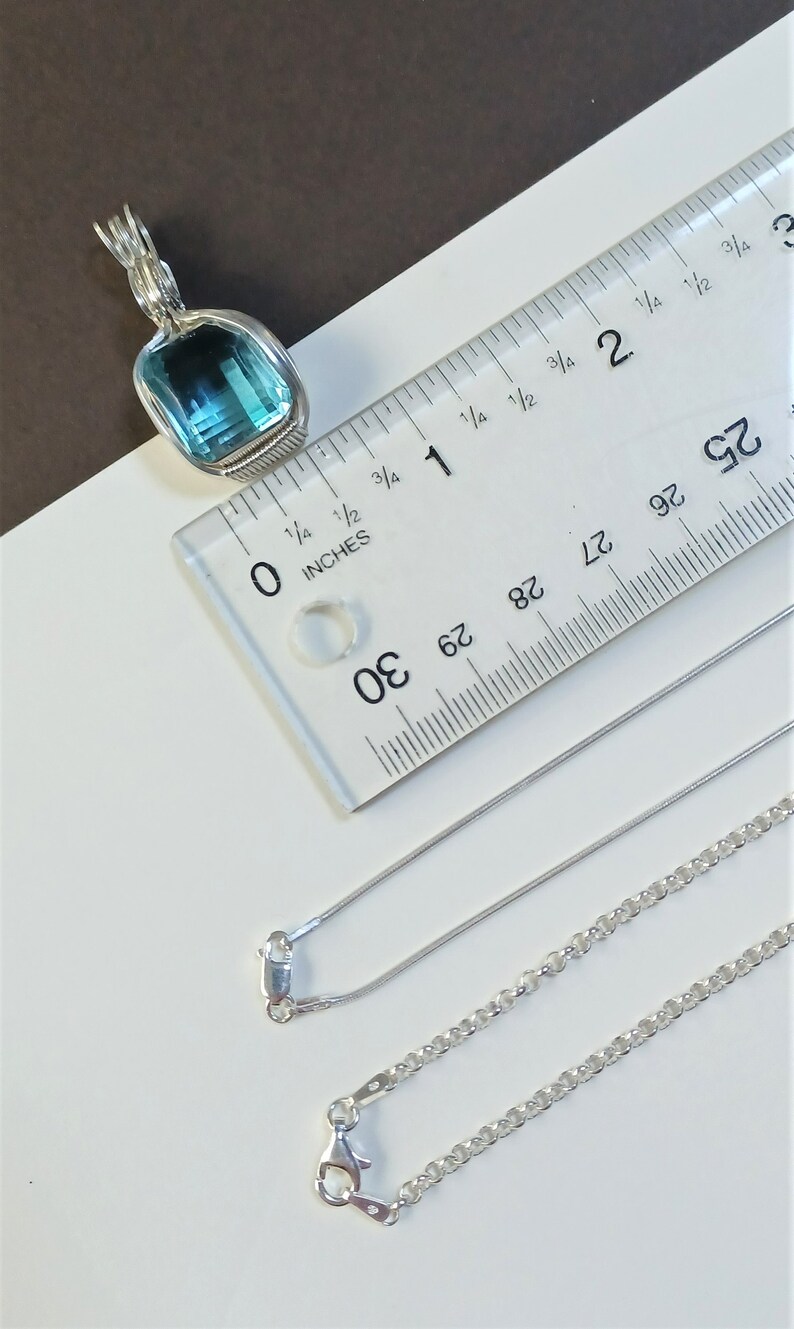 Faceted High Quality Blue Topaz Necklace set in Sterling Silver, Beautiful Color & Clarity, December Birthday Gemstone, Third Eye Chakra image 6