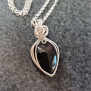 Heart Shape Black Obsidian Pendant in Sterling Silver, Libra Birthstone, Healing Stone of Protection believed to Bring Love and Light image 6