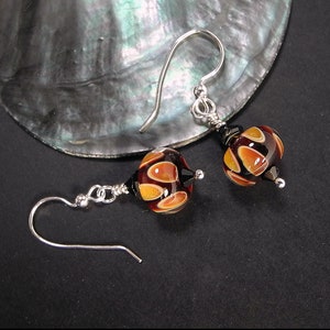 Fun Autumn / Fall Earrings, Orange and Black Brown Dangle Earring, Lightweight and Comfortable Artisan Hand made Beads, Gift for Friend image 4