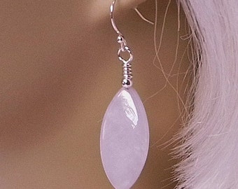Beautiful White Jade Earrings suspended from Sterling Silver Ear Wires, Comfortable for daily wear or special events