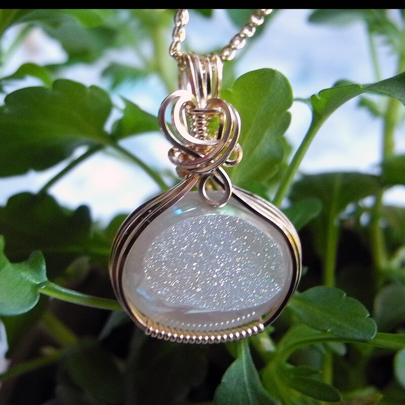 White Agate Druzy, Peach Moonstone and White Topaz Pendant main image 0